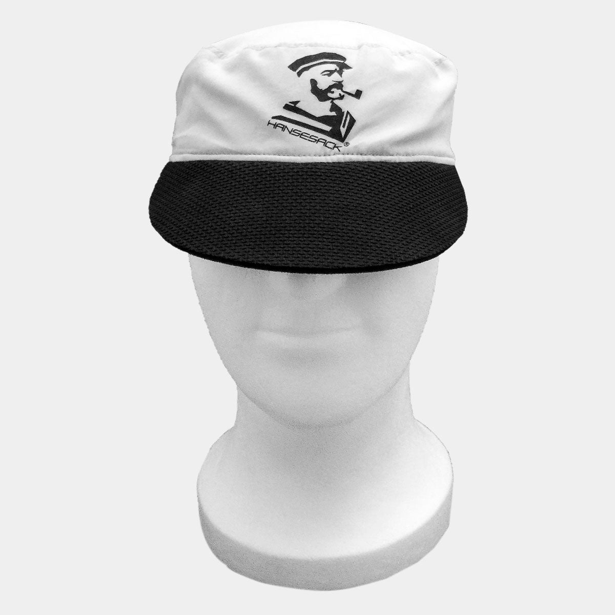 Hansesack Produktbild Seglermütze Wendemütze graue Seite mit Hansesack Kopf Logo von vorne